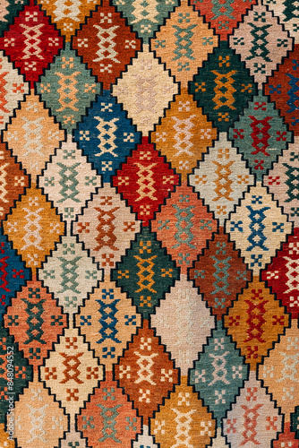Obraz na płótnie Oriental Persian Carpet Texture Background backdrop pattern. Oriental Persian Asian Carpets Background. east decor, oriental decoration backdrop, background w salonie
