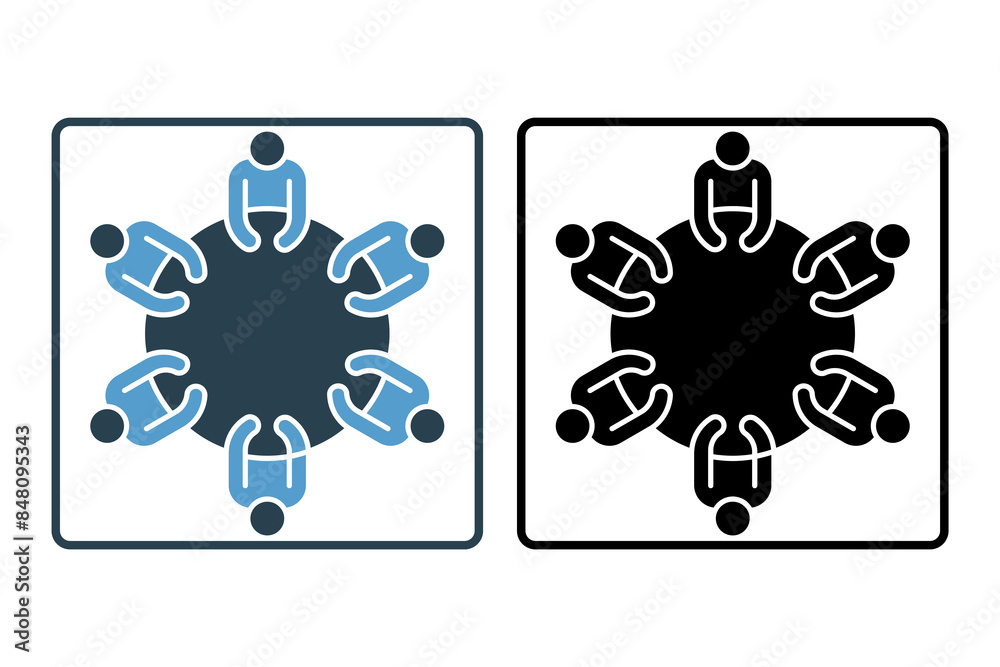Meeting icon. icon related to action plan. suitable for web site, app, user interfaces, printable etc. solid icon style. simple vector design editable Meeting icon. icon related to action plan. suitable for web site, app, user interfaces, printable etc. solid icon style. simple vector design editable