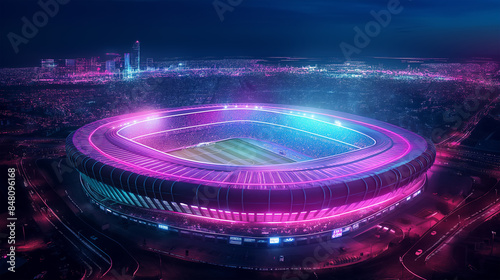 The Football stadium at night with colorful isolation, Illustration