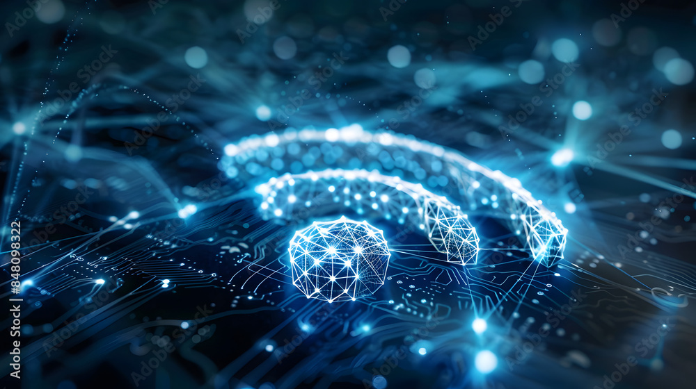 Wireless network and connection abstract data background with wifi symbol Wireless network and connection abstract data background with wifi symbol