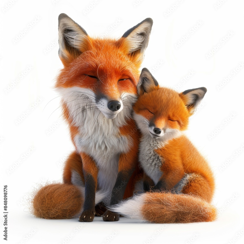 Fototapeta premium Fox. 3D rendering cute animal isolated over white background.