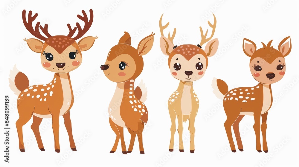 Obraz premium Deer. Flat vector illustration of cute animal. Baby nursery art.