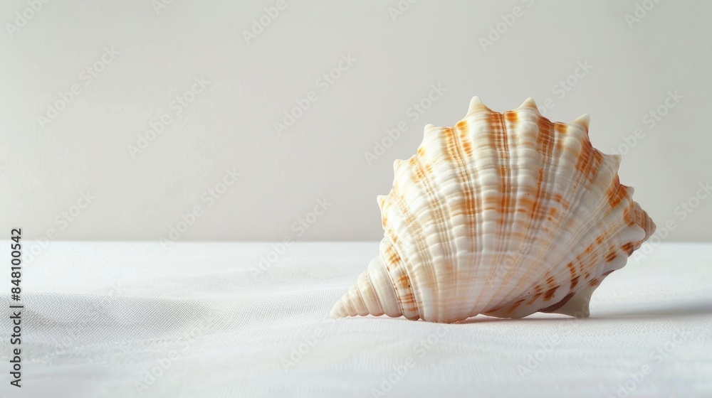 Seashell against a white backdrop