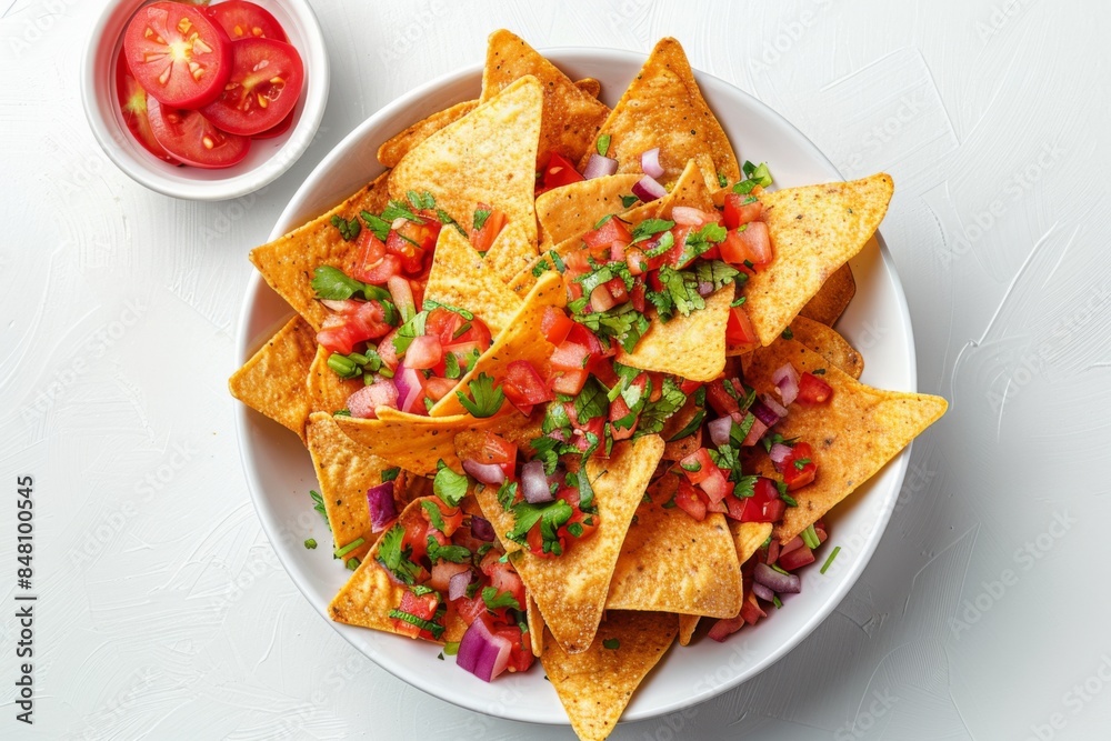 Plate of Nachos with Fresh Salsa Plate of Nachos with Fresh Salsa