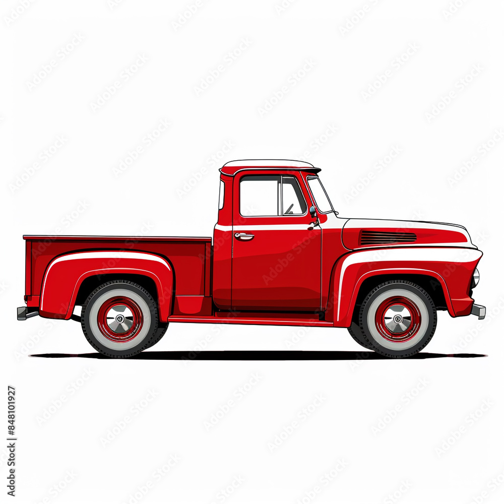 Vibrant Red Pickup Truck Against Clean White Background in Transparent PNG Format Vibrant Red Pickup Truck Against Clean White Background in Transparent PNG Format
