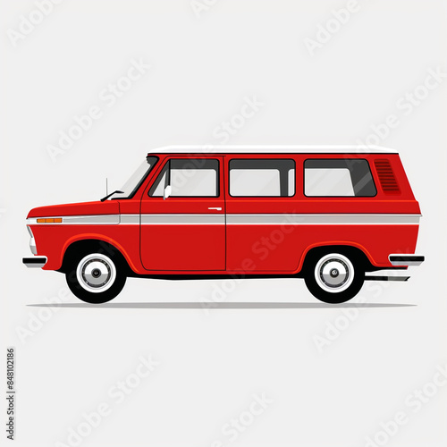 Vibrant Red Wagon Against Clean White Background in Transparent PNG Format