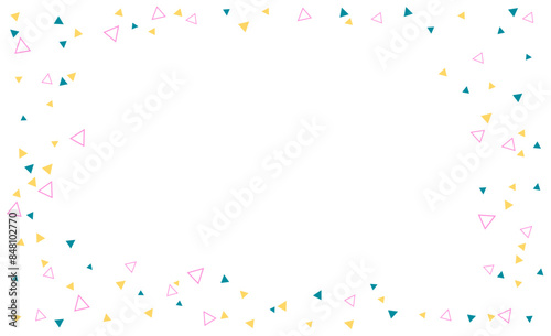Cute frame colorful confetti frame triangle border design vector Illustration