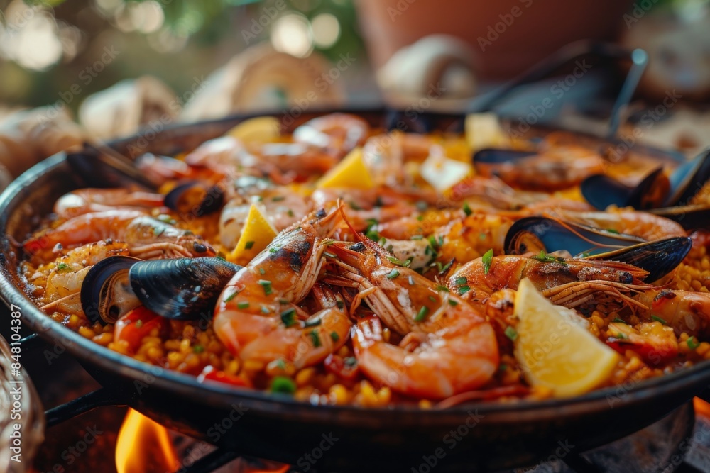 Seafood Paella Dish With Fresh Ingredients Seafood Paella Dish With Fresh Ingredients