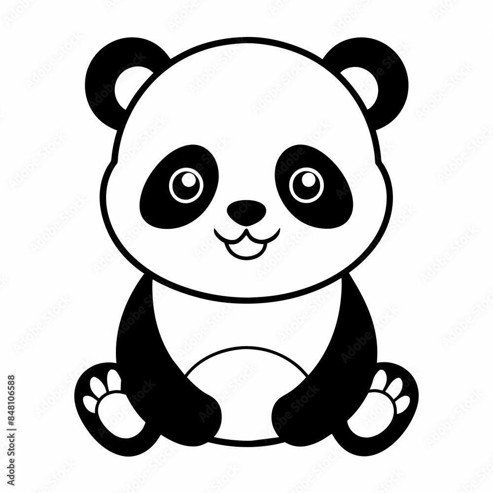 Cute Cartoon Panda Silhouette Vector Illustration Cute Cartoon Panda Silhouette Vector Illustration