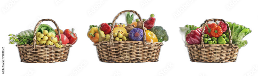 Vegetable basket on transparency background with nature's freshness Vegetable basket on transparency background with nature's freshness
