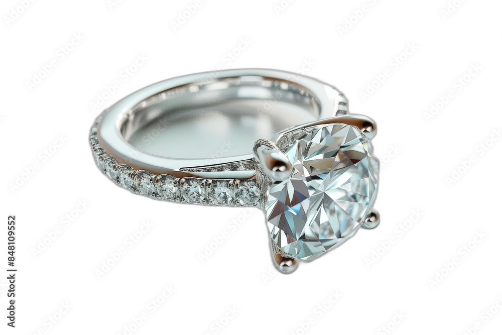 A very expensive diamond engagement ring laying on its side isolated on a transparency background A very expensive diamond engagement ring laying on its side isolated on a transparency background