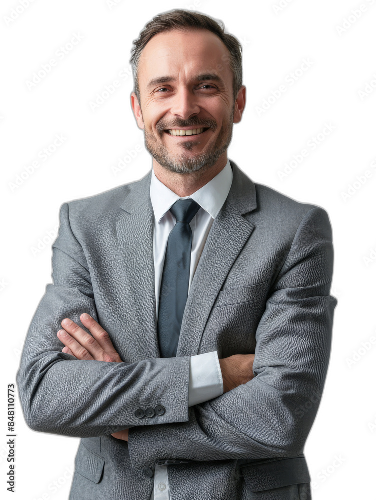 The smiling portrait of a businessman is isolated on a transparent background The smiling portrait of a businessman is isolated on a transparent background