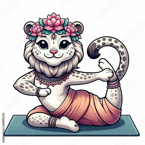 cartoon of animal in yoga 