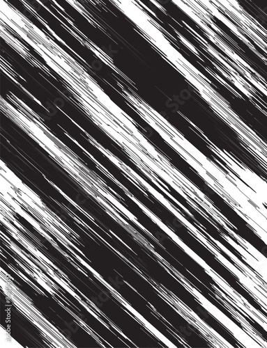 Grunge diagonal pattern. White and black distortion. Random stripes. Old grunge video. No signal effect. Retro video contrast. Vector illustration