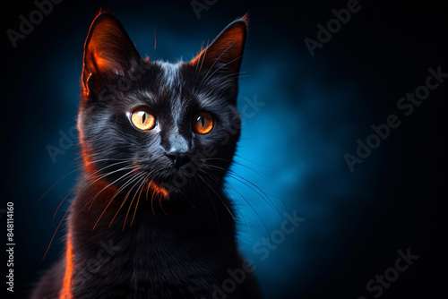 a black cat with orange eyes © Grigore