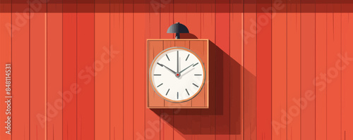 Wood wall clock with pendulum Vector flat minimalistic isolated illustration