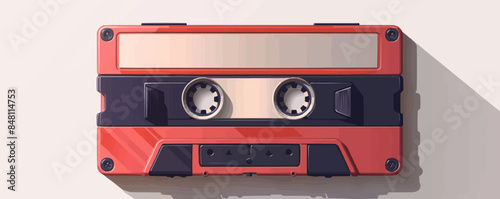 A vintage music cassette tape, its label bearing the name of a beloved album, placed on a pristine white background. Vector flat minimalistic isolated illustration.