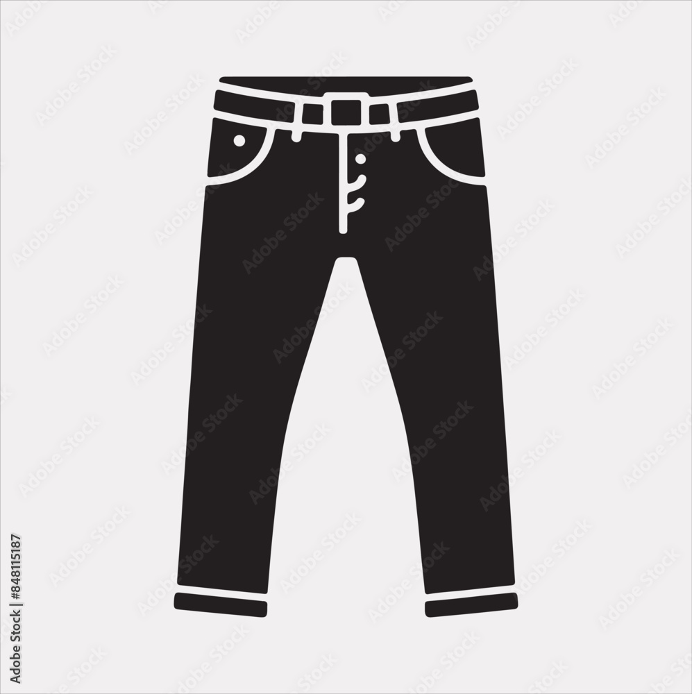 Modern and fashionable pants vector silhouette on a white background.