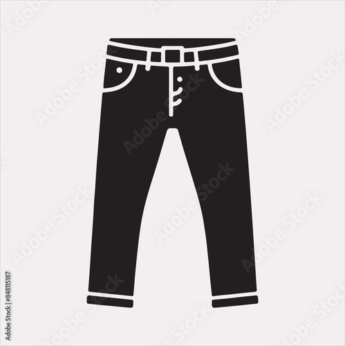 Modern and fashionable pants vector silhouette on a white background.