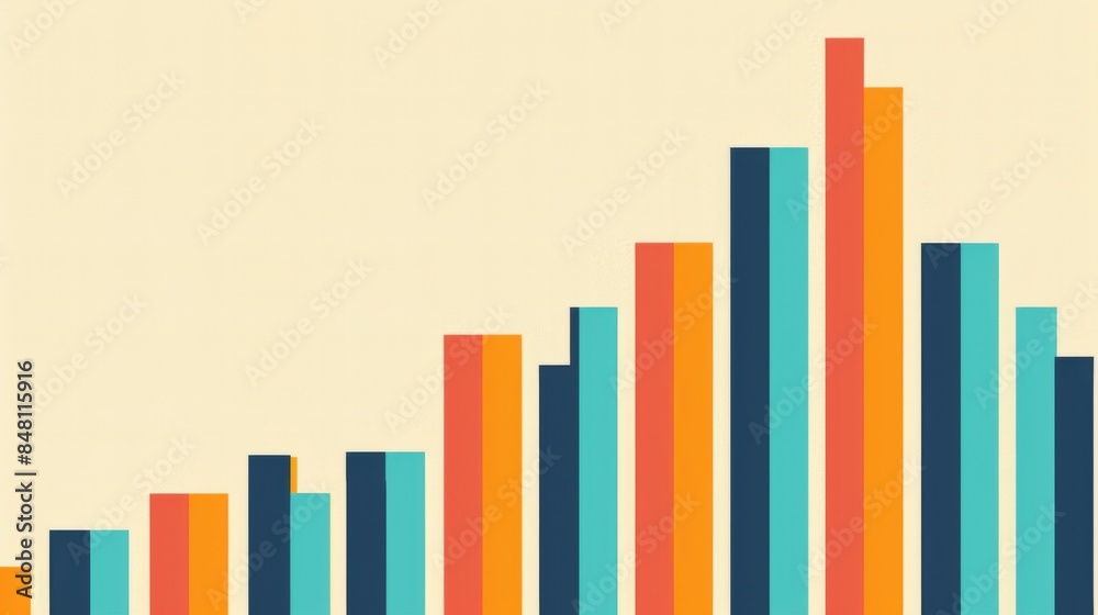 A bar chart displaying quarterly revenue growth for a successful business, with colorful bars rising high. A bar chart displaying quarterly revenue growth for a successful business, with colorful bars rising high.