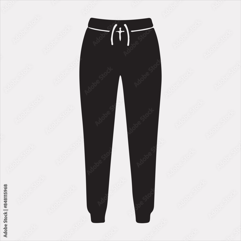 Modern and fashionable pants vector silhouette on a white background. Modern and fashionable pants vector silhouette on a white background.