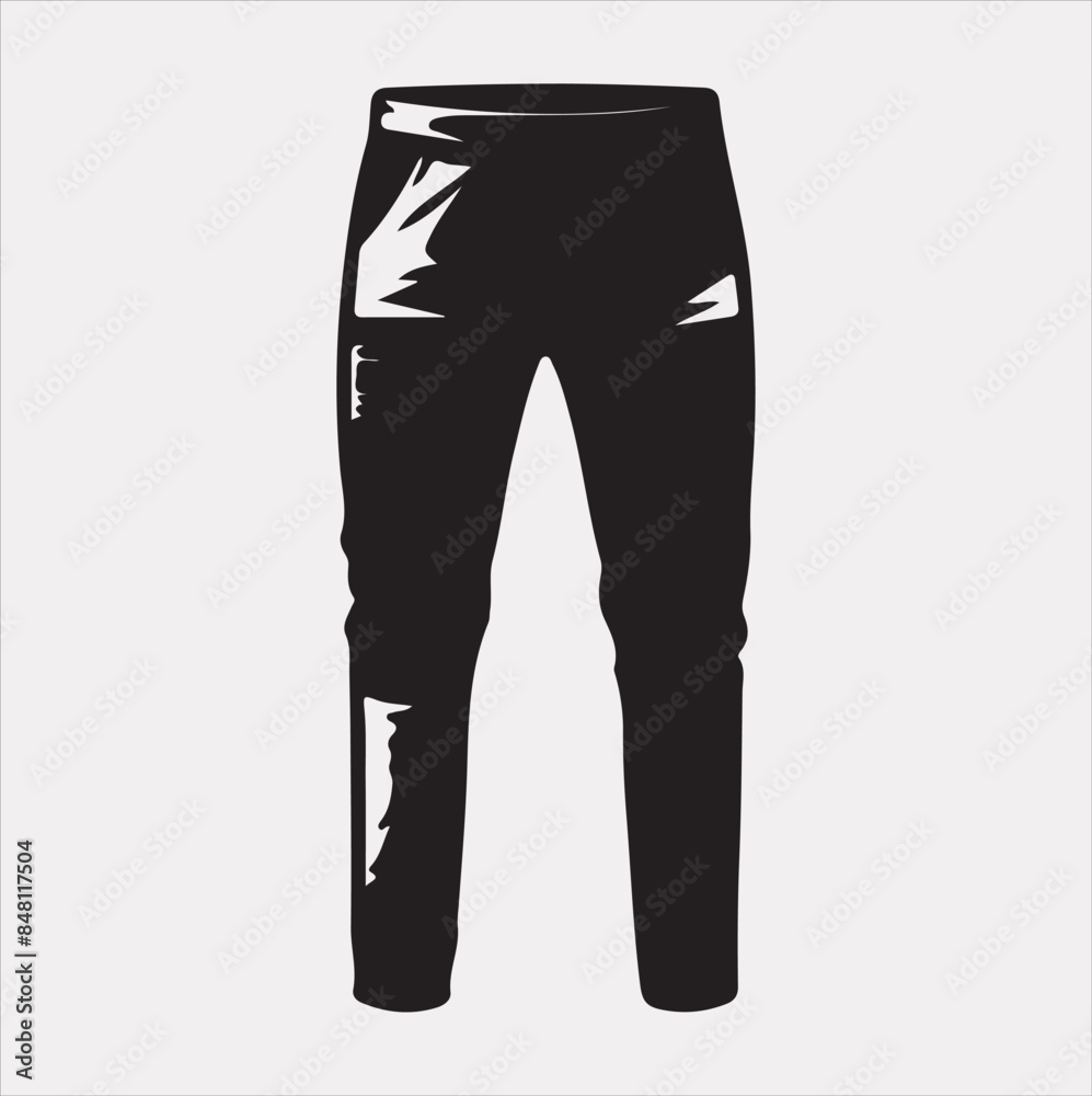 Modern and fashionable pants vector silhouette on a white background. Modern and fashionable pants vector silhouette on a white background.
