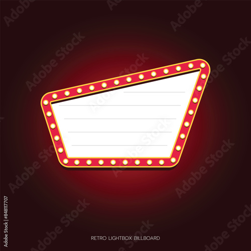 Retro lightbox billboard template, Rectangle banner advertising, promotion and sale signs. Movie theater light frames.