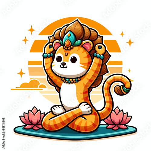 cartoon of animal in yoga 