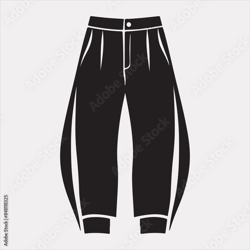 Modern and fashionable pants vector silhouette on a white background.
