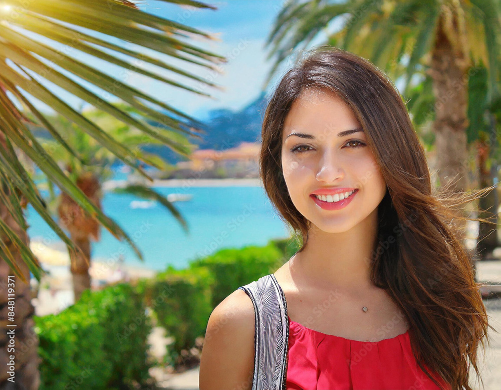 beautiful woman smiling portrait AI generated