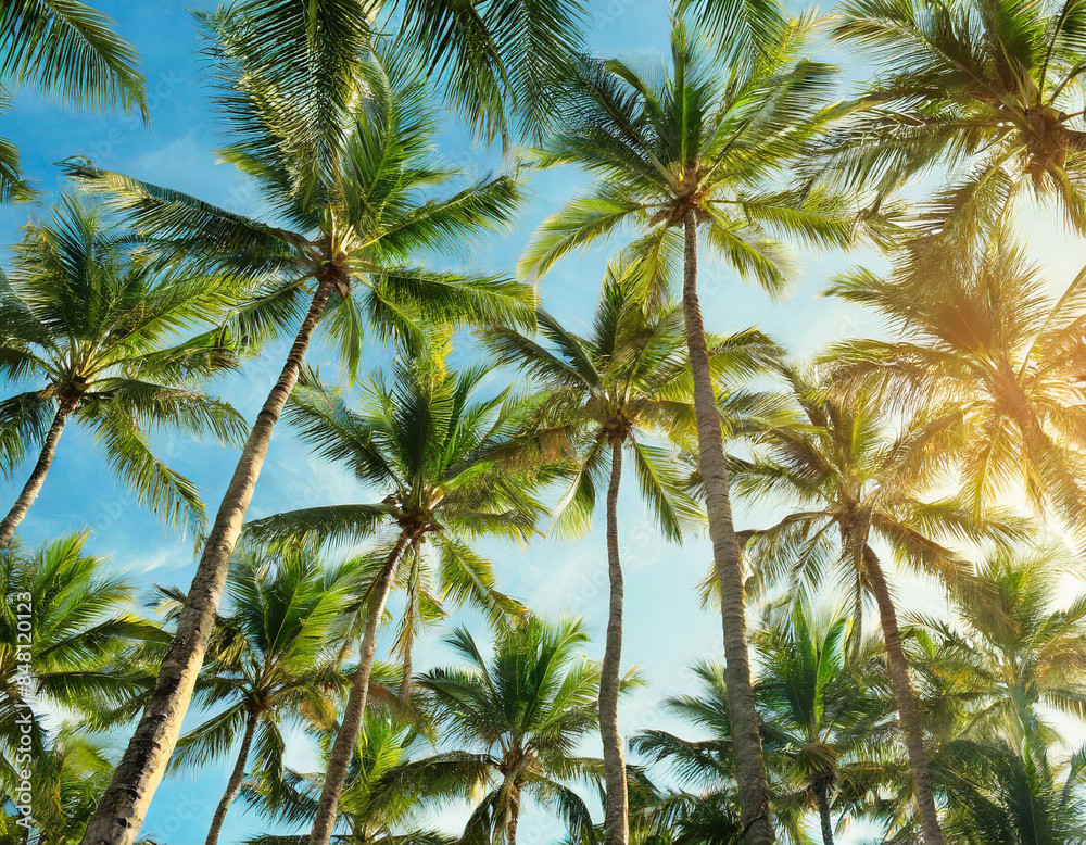 palm tree blue sky background