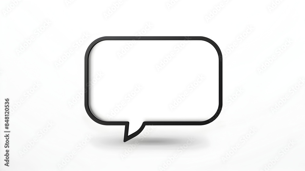 Minimalist Rectangular Speech Bubble with Fine Black Outline on Clean White Background Minimalist Rectangular Speech Bubble with Fine Black Outline on Clean White Background
