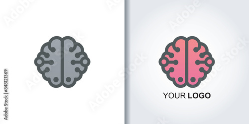 brain tech logo icon template