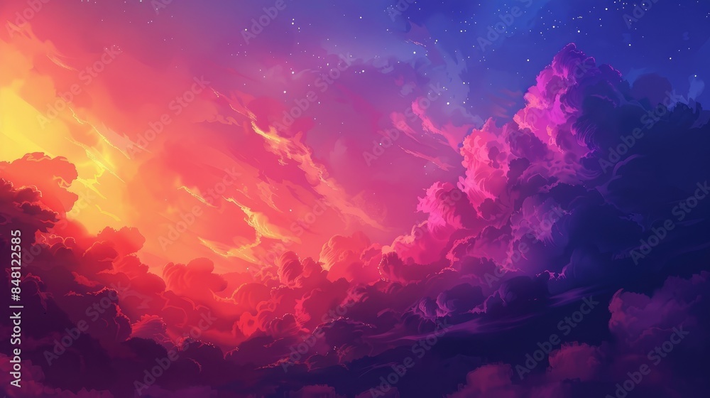 The colorful evening sky s backdrop The colorful evening sky s backdrop