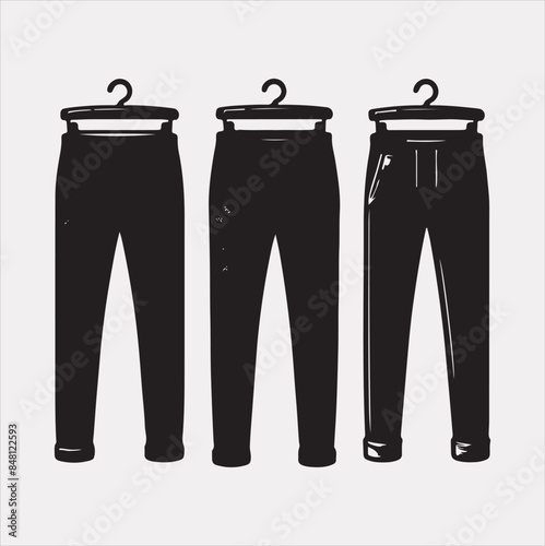 Modern and fashionable pants vector silhouette on a white background.