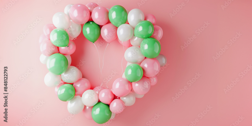 Colorful balloon bunch on pink background Colorful balloon bunch on pink background