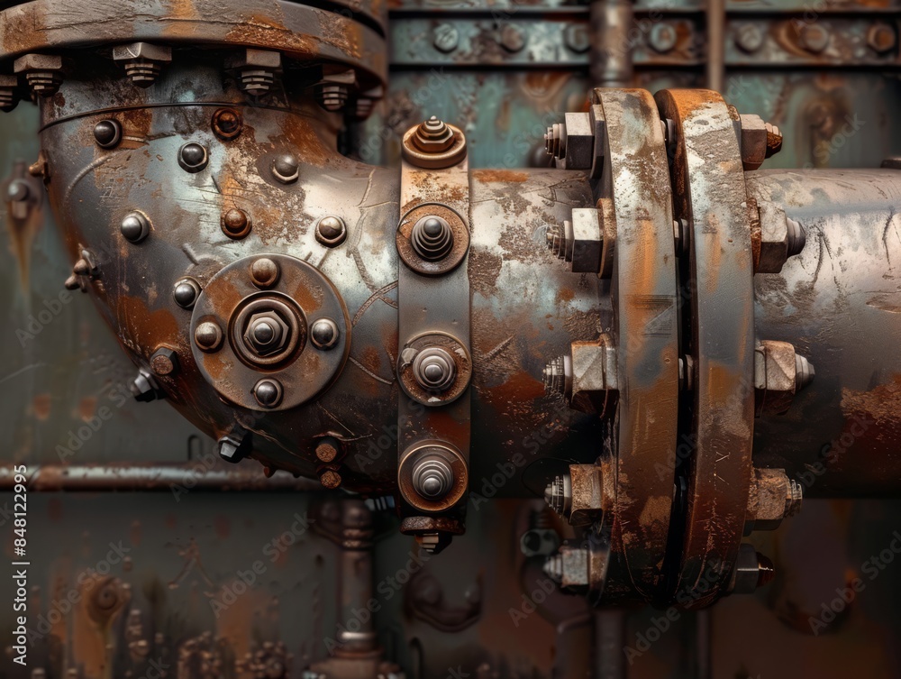 Pipe with a lot of bolts and nuts on it Pipe with a lot of bolts and nuts on it