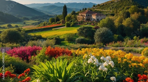 Beautiful landscape botanical garden in summer