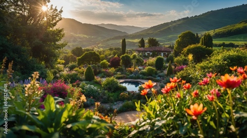 Beautiful landscape botanical garden in summer