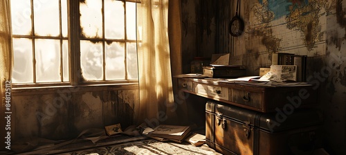 Wallpaper Mural Sunlight Streams Through Curtains Illuminating the Room Torontodigital.ca