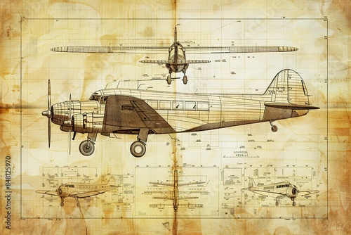 Airplane Patent From 1945, Designed to look exactly like the original patent print