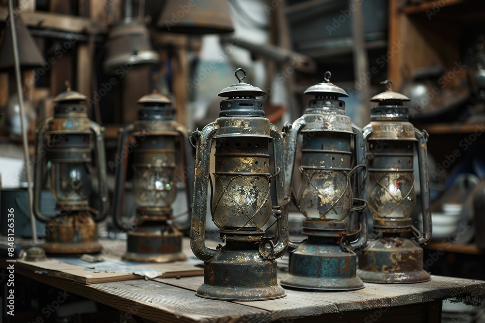 Artistic works with old gas lanterns Artistic works with old gas lanterns