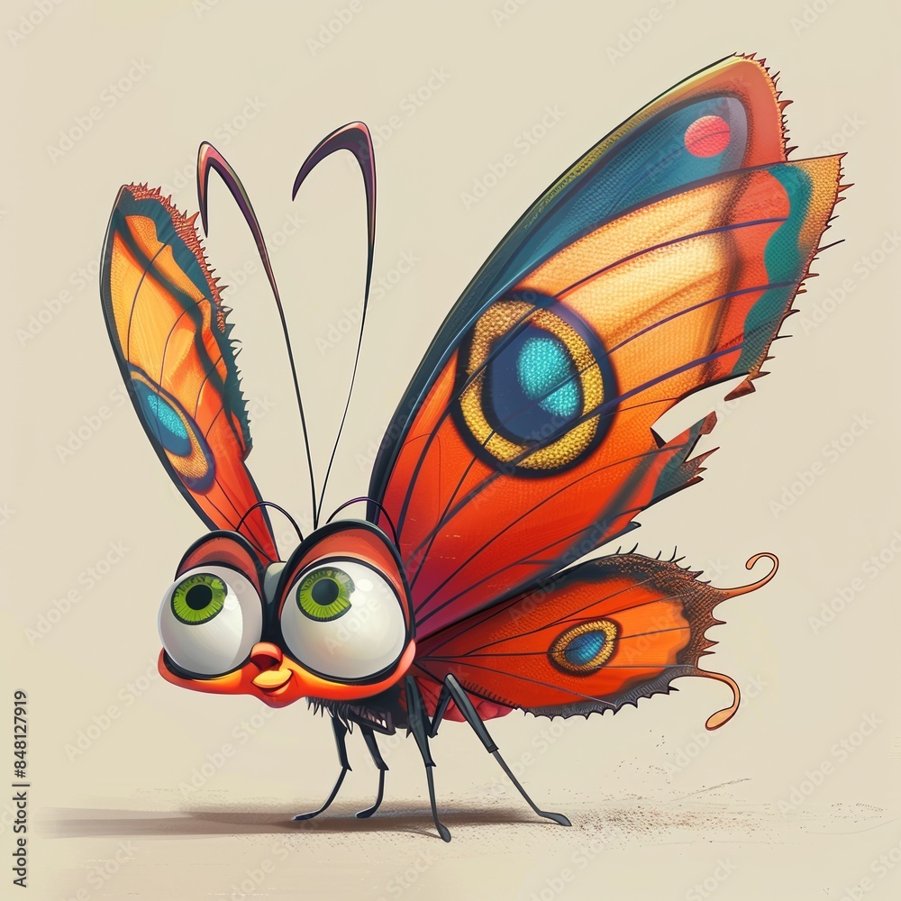 Artistic cartoon illustration of beautiful butterfly Artistic cartoon illustration of beautiful butterfly