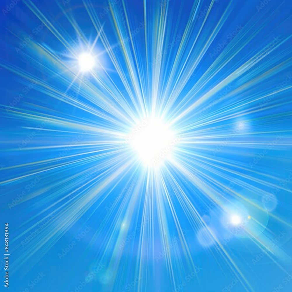 Light Burst Background. Beautiful Blue Sky with Sunflare and Lens Flare Light Burst Background. Beautiful Blue Sky with Sunflare and Lens Flare