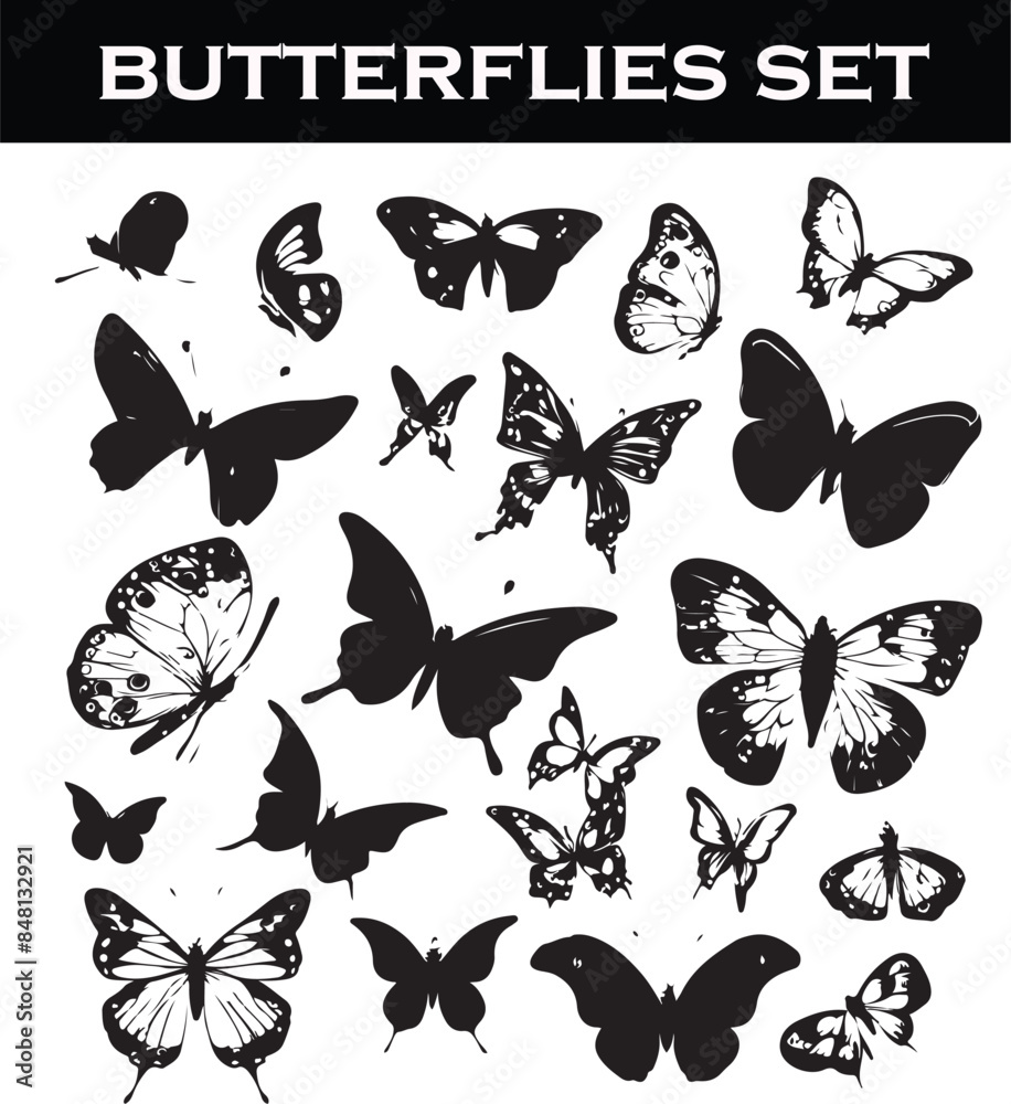 set of butterfly silhouette vector illustration. set of butterflies on white background, black butterflies Butterflies silhouette Flying butterflies silhouette black set set of butterfly silhouette vector illustration. set of butterflies on white background, black butterflies Butterflies silhouette Flying butterflies silhouette black set
