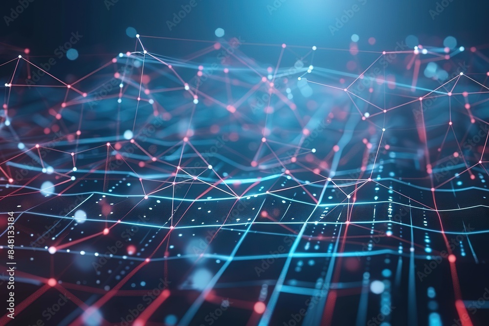 modern conceptual lines and dots connect background. hi tech, mechanical technology connection digital data and big data concept