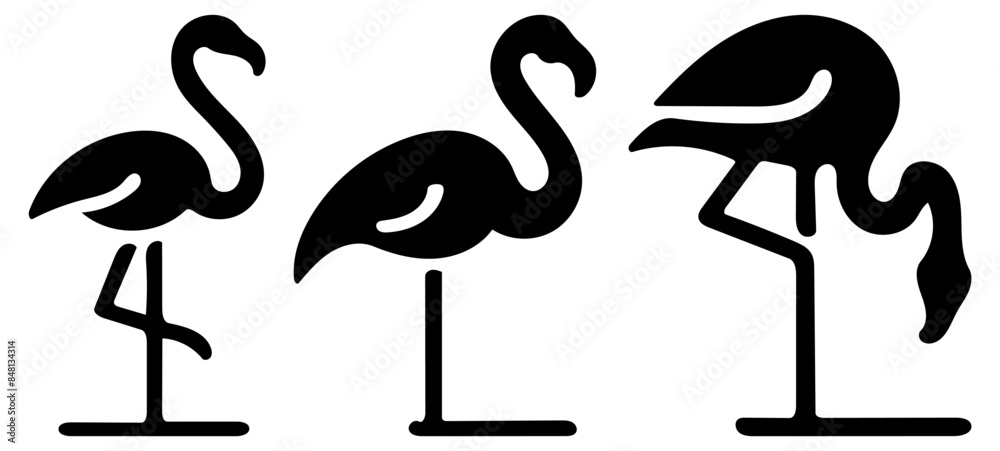 Flamingo Icons, Perfect for Nature and Tropical Themes - Flat Vector Illustration Flamingo Icons, Perfect for Nature and Tropical Themes - Flat Vector Illustration