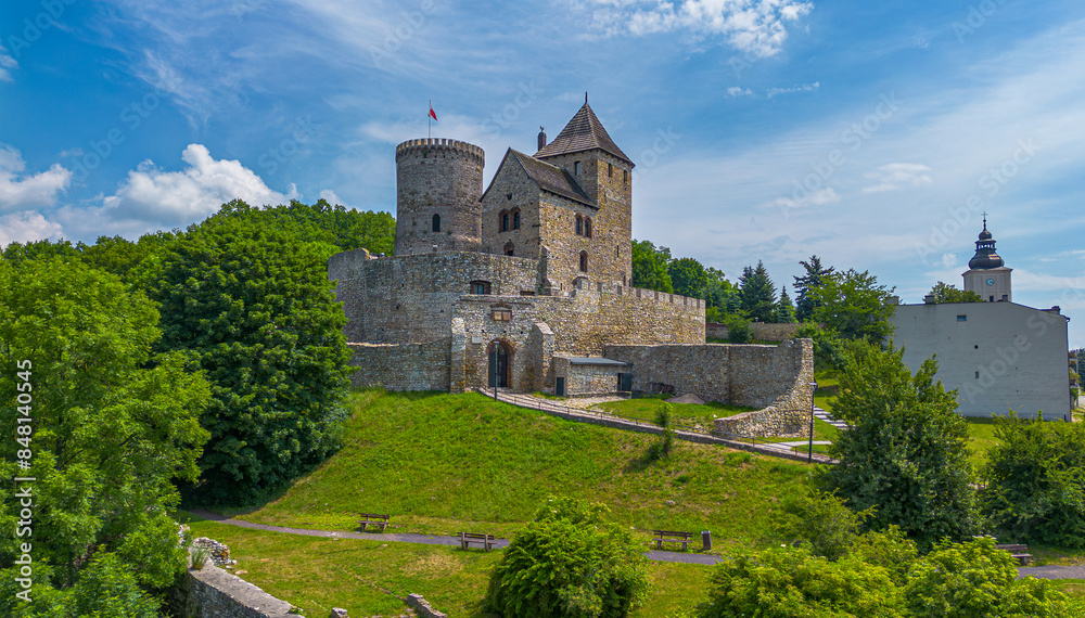 Medieval castle in Bedzin - aerial view. Poland Medieval castle in Bedzin - aerial view. Poland