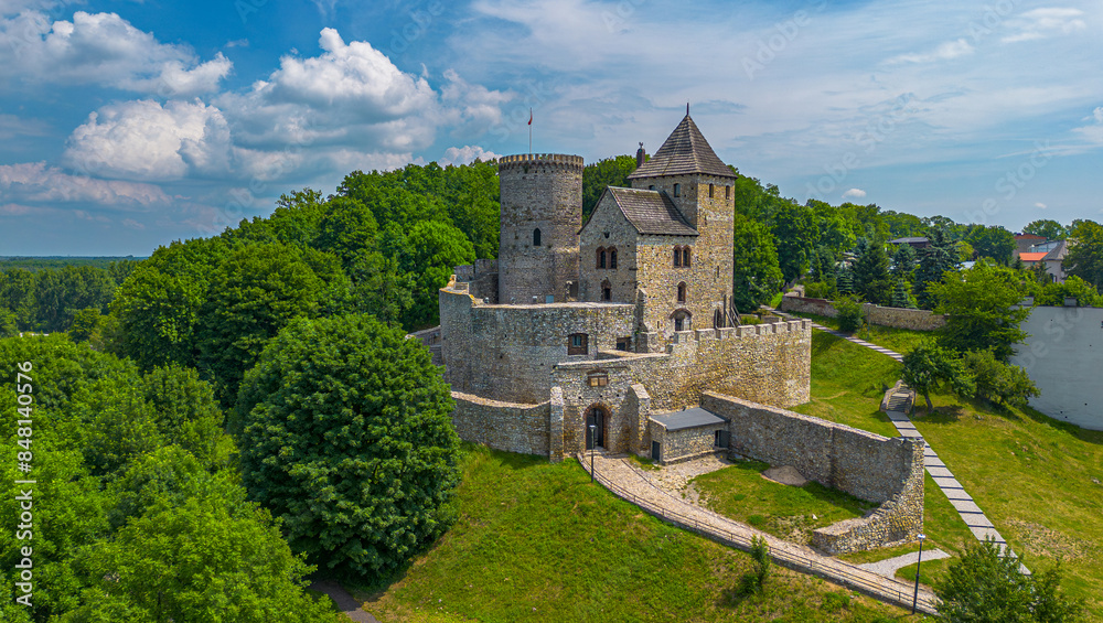 Naklejka premium Medieval castle in Bedzin - aerial view. Poland