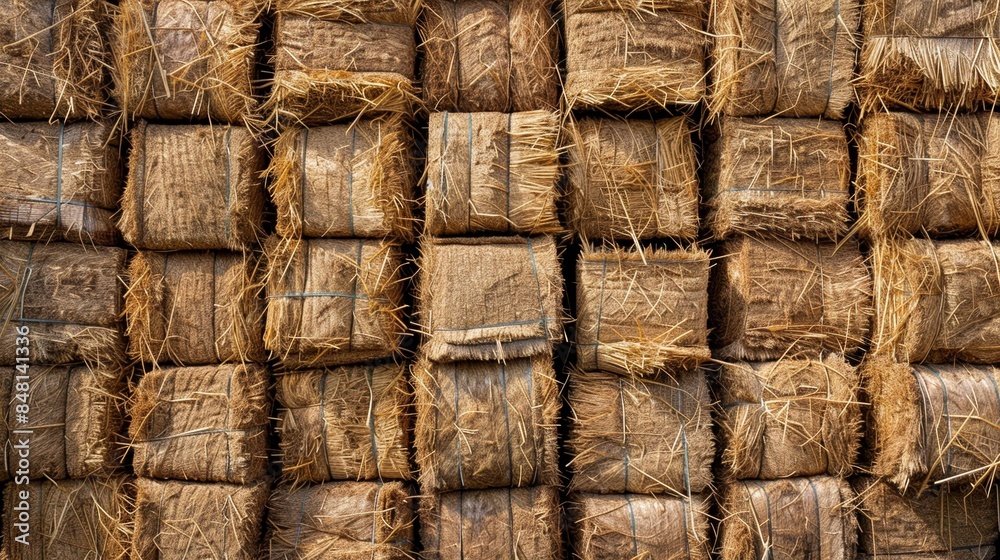 Fototapeta premium Abstract seamless pattern background of hay bale